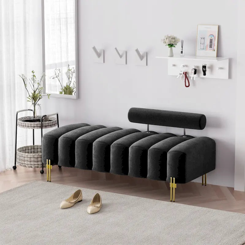 Ouyessir 52.2  Modern Channel Tufted Window Bench with Adjustable Back