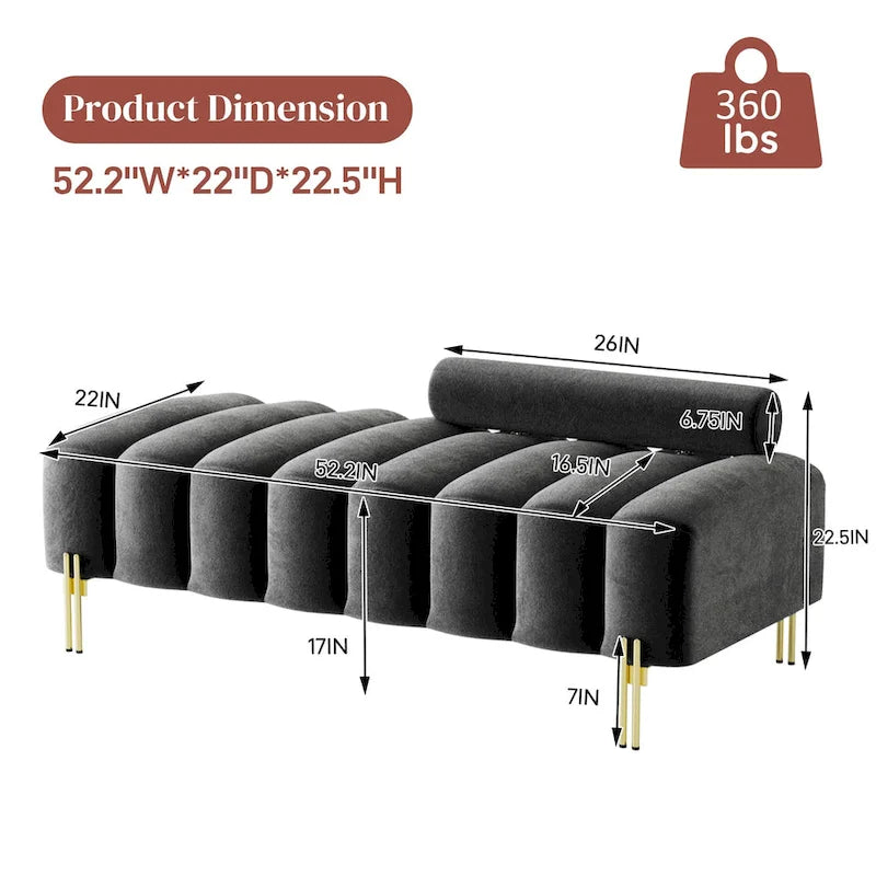 Ouyessir 52.2  Modern Channel Tufted Window Bench with Adjustable Back