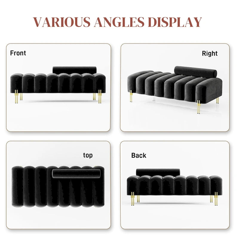 Ouyessir 52.2  Modern Channel Tufted Window Bench with Adjustable Back