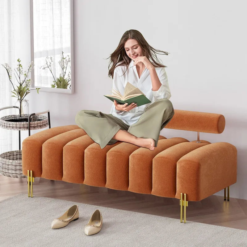 Ouyessir 52.2  Modern Channel Tufted Window Bench with Adjustable Back