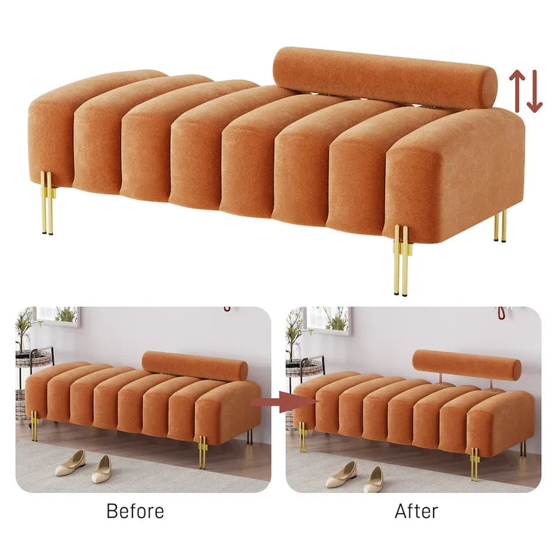 Ouyessir 52.2  Modern Channel Tufted Window Bench with Adjustable Back