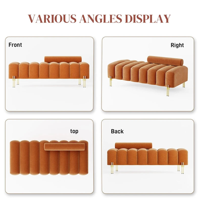 Ouyessir 52.2  Modern Channel Tufted Window Bench with Adjustable Back