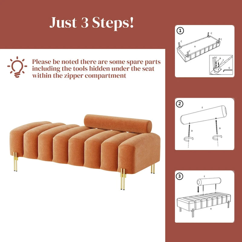 Ouyessir 52.2  Modern Channel Tufted Window Bench with Adjustable Back