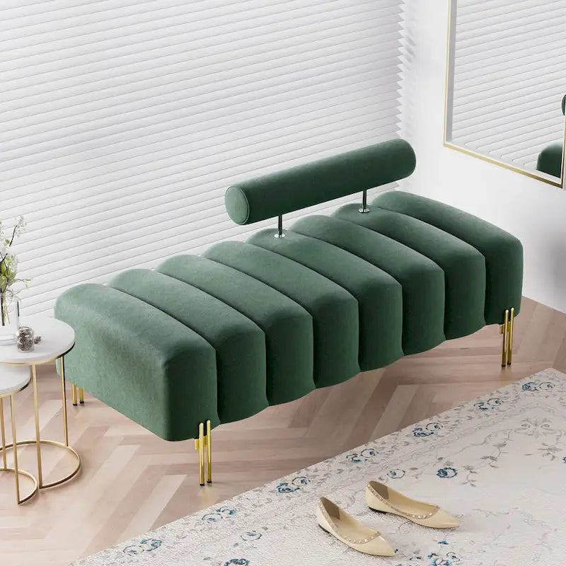 Ouyessir 52.2  Modern Channel Tufted Window Bench with Adjustable Back