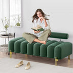 Ouyessir 52.2  Modern Channel Tufted Window Bench with Adjustable Back