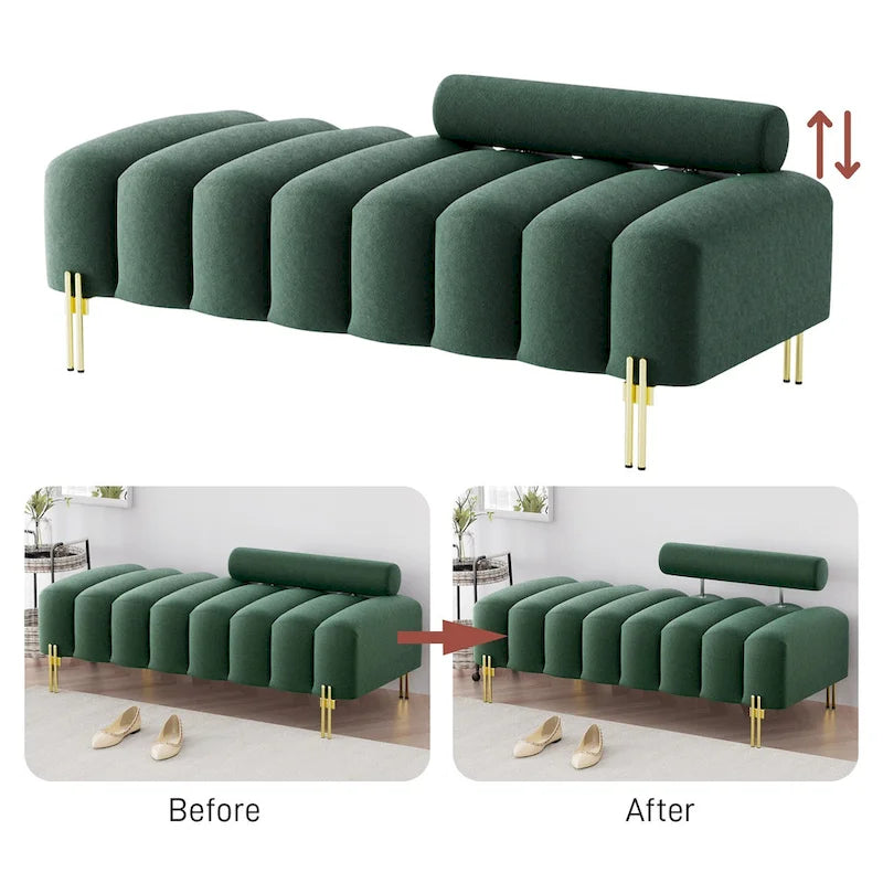 Ouyessir 52.2  Modern Channel Tufted Window Bench with Adjustable Back