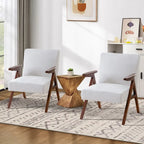 HUIMO Mid Century Modern Armchair Grey /Blue/ White Upholstered Accent Chair for Living Room, Bedroom