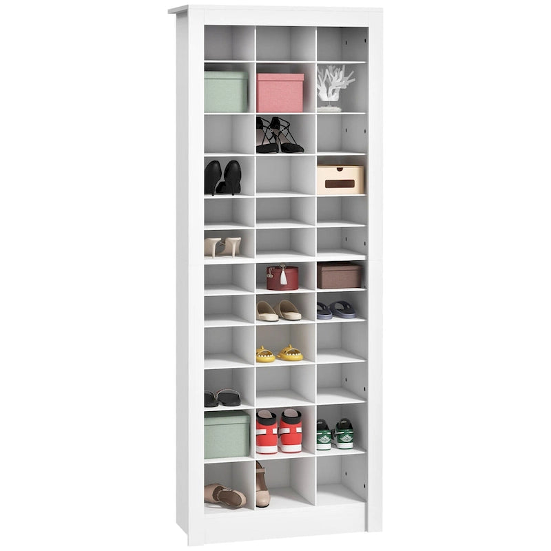 HOMCOM 71  Tall Shoe Cabinet for Entryway, Narrow Shoe Rack Storage Organizer, White