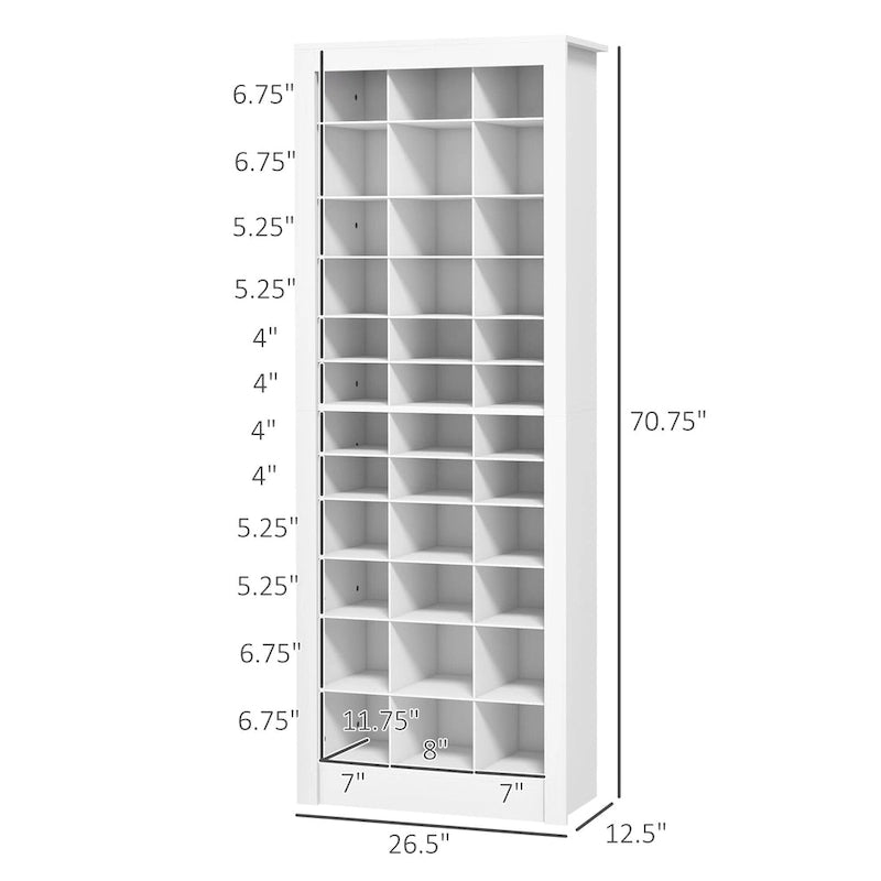 HOMCOM 71  Tall Shoe Cabinet for Entryway, Narrow Shoe Rack Storage Organizer, White