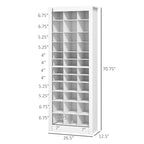 HOMCOM 71  Tall Shoe Cabinet for Entryway, Narrow Shoe Rack Storage Organizer, White