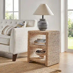 Dominik 24  Grass Rope Side Table with Two Open Shelves by HULALA HOME