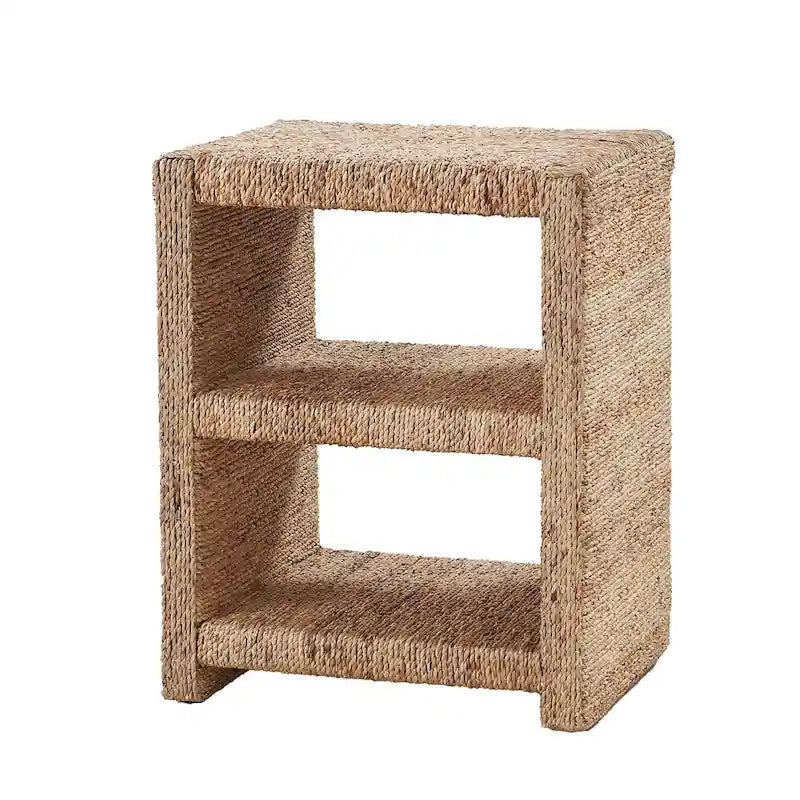 Dominik 24  Grass Rope Side Table with Two Open Shelves by HULALA HOME