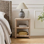Dominik 24  Grass Rope Side Table with Two Open Shelves by HULALA HOME