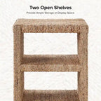 Dominik 24  Grass Rope Side Table with Two Open Shelves by HULALA HOME