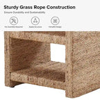 Dominik 24  Grass Rope Side Table with Two Open Shelves by HULALA HOME