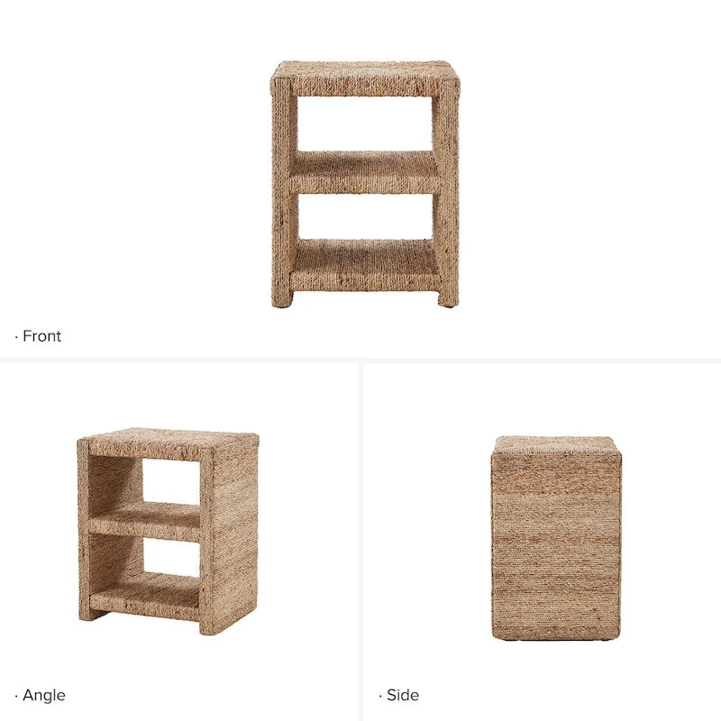 Dominik 24  Grass Rope Side Table with Two Open Shelves by HULALA HOME