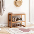 Wood Storage Shoe Rack Bench with Cushion