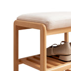 Wood Storage Shoe Rack Bench with Cushion