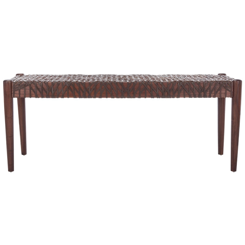 SAFAVIEH Mahalia Bandelier Wood & Leather Bench - 47  W x 16  D x 19  H - 47Wx16Dx19H