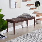 SAFAVIEH Mahalia Bandelier Wood & Leather Bench - 47  W x 16  D x 19  H - 47Wx16Dx19H