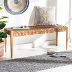 SAFAVIEH Mahalia Bandelier Wood & Leather Bench - 47  W x 16  D x 19  H - 47Wx16Dx19H
