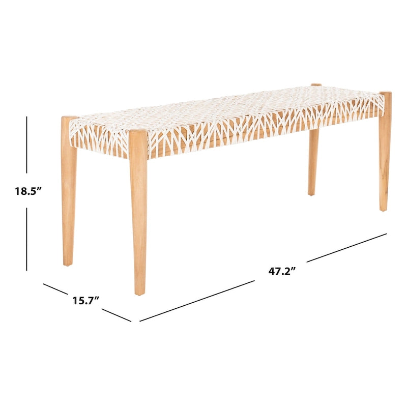 SAFAVIEH Mahalia Bandelier Wood & Leather Bench - 47  W x 16  D x 19  H - 47Wx16Dx19H