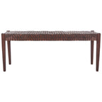 SAFAVIEH Mahalia Bandelier Wood & Leather Bench - 47  W x 16  D x 19  H - 47Wx16Dx19H