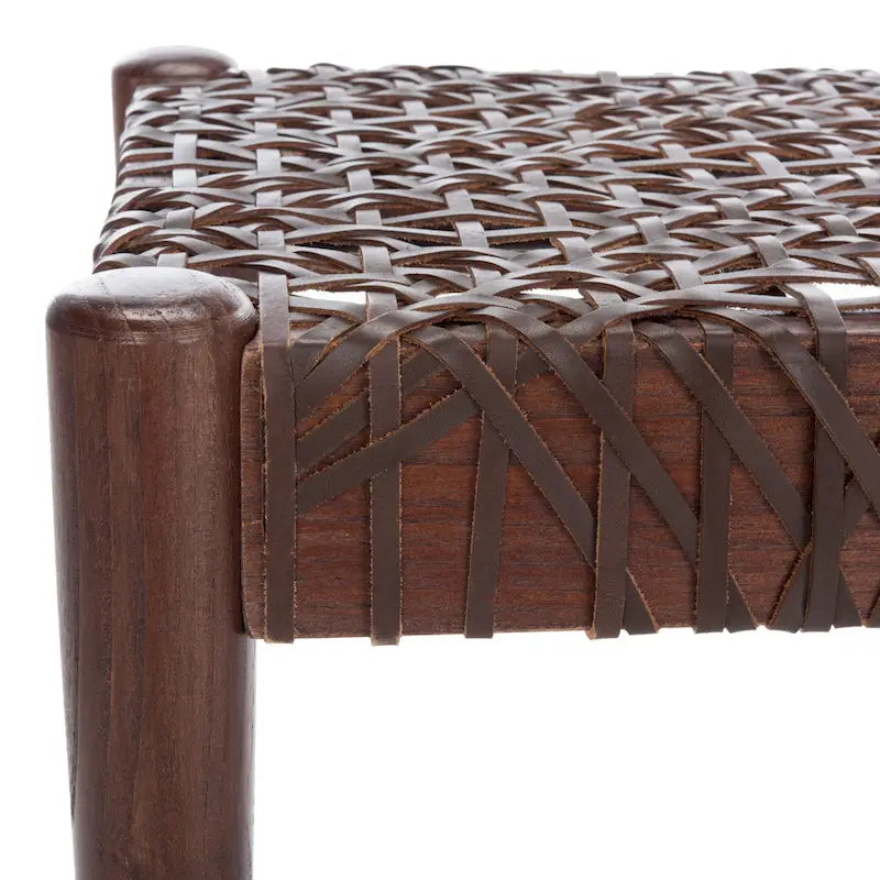 SAFAVIEH Mahalia Bandelier Wood & Leather Bench - 47  W x 16  D x 19  H - 47Wx16Dx19H