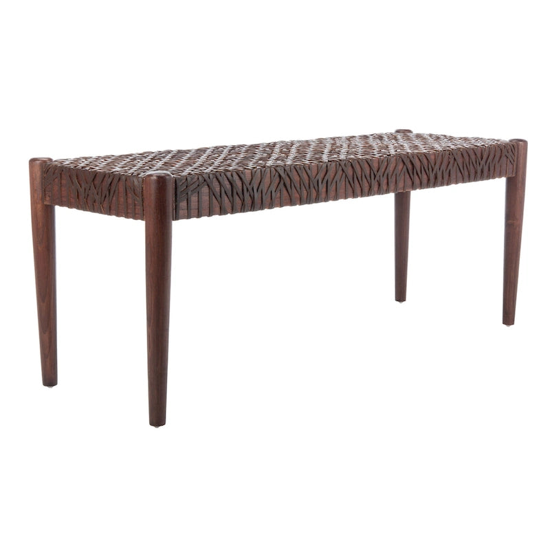 SAFAVIEH Mahalia Bandelier Wood & Leather Bench - 47  W x 16  D x 19  H - 47Wx16Dx19H
