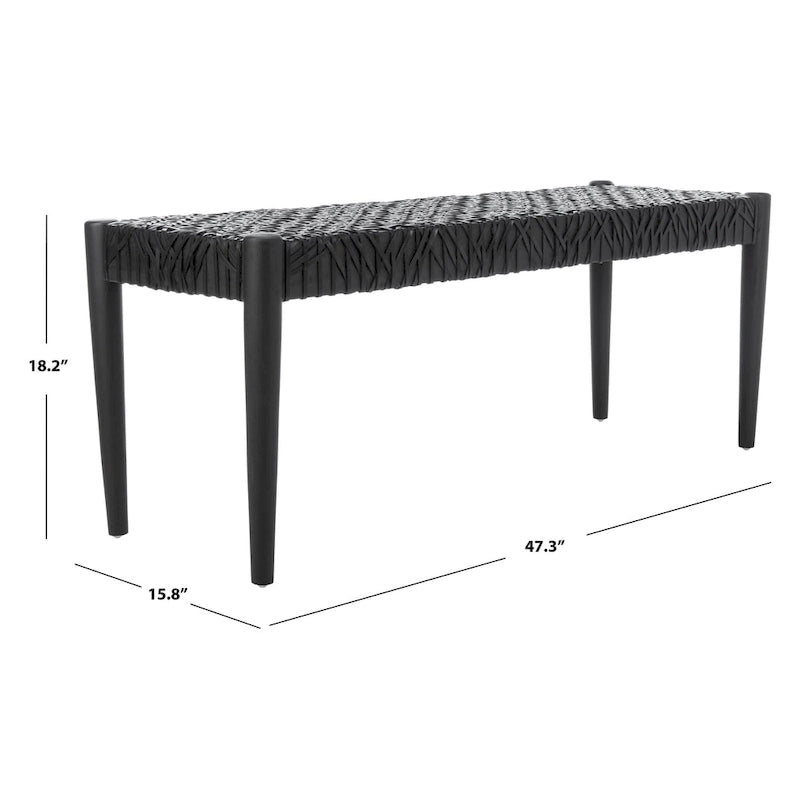 SAFAVIEH Mahalia Bandelier Wood & Leather Bench - 47  W x 16  D x 19  H - 47Wx16Dx19H