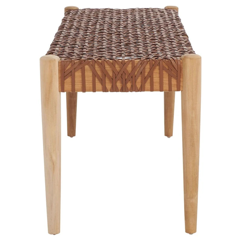 SAFAVIEH Mahalia Bandelier Wood & Leather Bench - 47  W x 16  D x 19  H - 47Wx16Dx19H