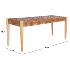 SAFAVIEH Mahalia Bandelier Wood & Leather Bench - 47  W x 16  D x 19  H - 47Wx16Dx19H
