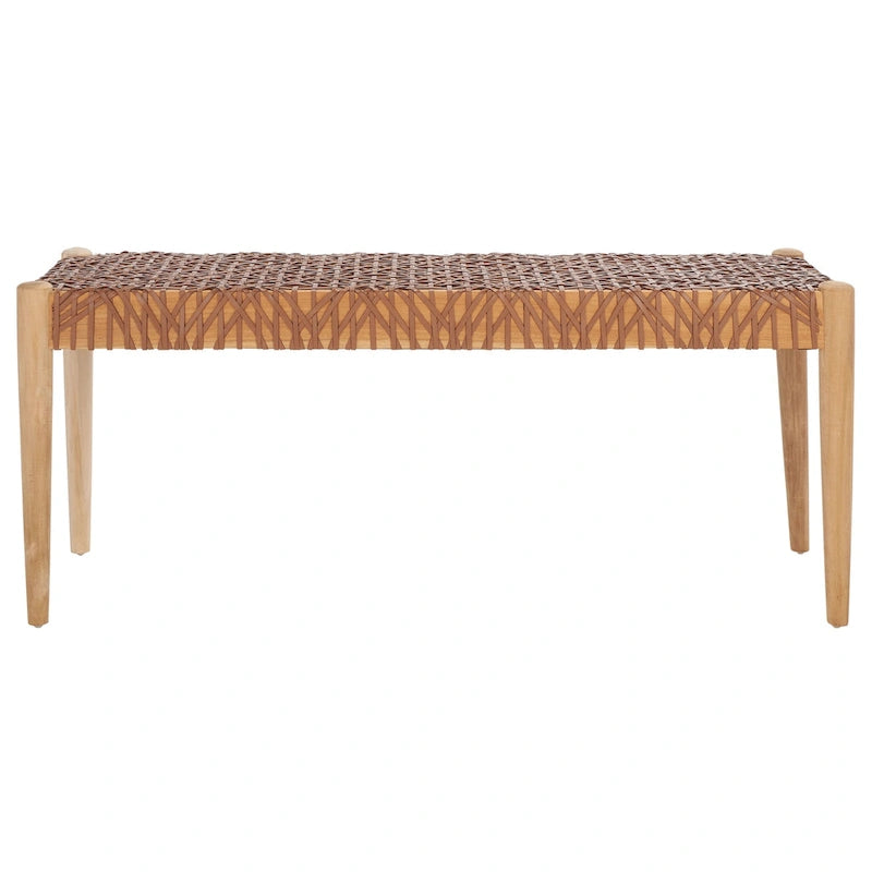 SAFAVIEH Mahalia Bandelier Wood & Leather Bench - 47  W x 16  D x 19  H - 47Wx16Dx19H