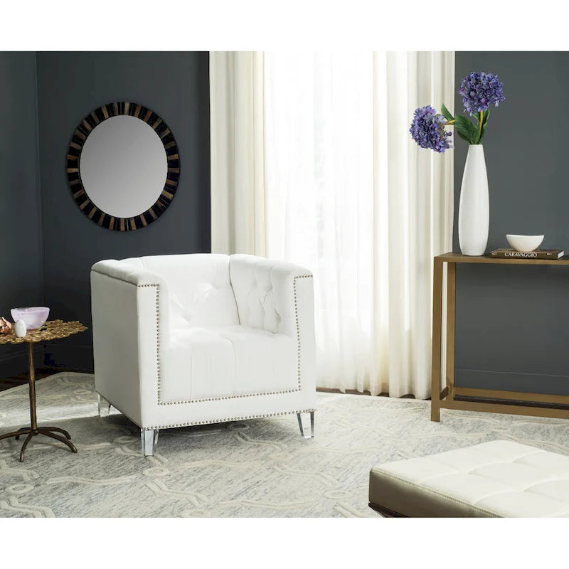 SAFAVIEH Kamilah White/ Clear Club Chair - 31.9  x 33.9  x 29.9  - 32Wx34Dx30H