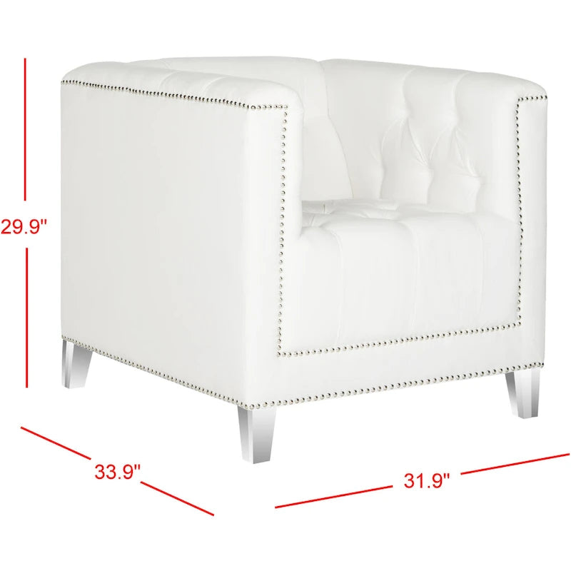 SAFAVIEH Kamilah White/ Clear Club Chair - 31.9  x 33.9  x 29.9  - 32Wx34Dx30H