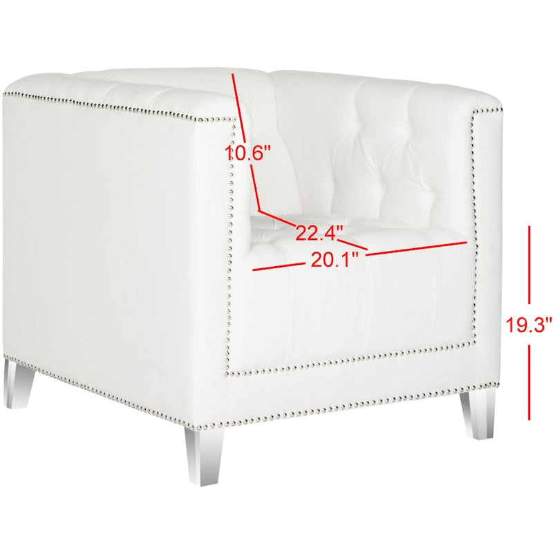 SAFAVIEH Kamilah White/ Clear Club Chair - 31.9  x 33.9  x 29.9  - 32Wx34Dx30H