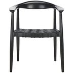 SAFAVIEH Birtie Woven Leather & Solid Wood Accent Chair (Fully Assembled) - W25  x D22  x H22  - 25Wx22Dx22H