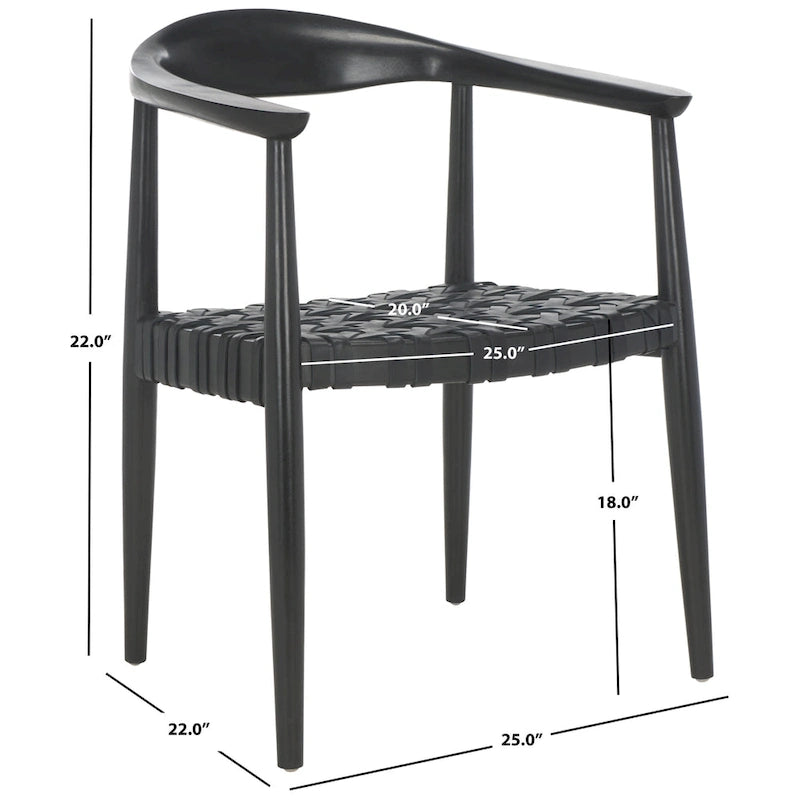 SAFAVIEH Birtie Woven Leather & Solid Wood Accent Chair (Fully Assembled) - W25  x D22  x H22  - 25Wx22Dx22H