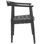 SAFAVIEH Birtie Woven Leather & Solid Wood Accent Chair (Fully Assembled) - W25  x D22  x H22  - 25Wx22Dx22H