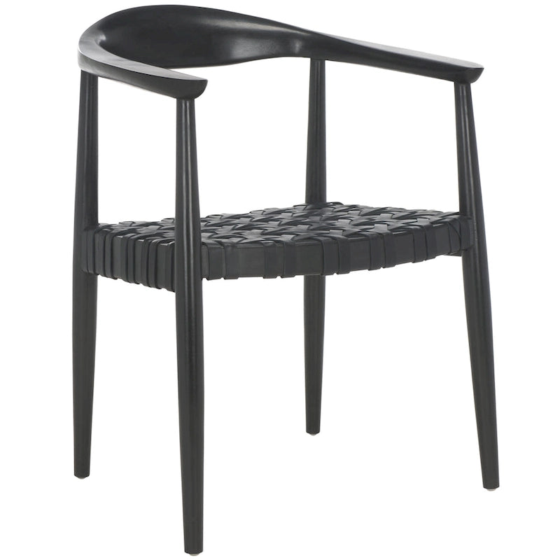 SAFAVIEH Birtie Woven Leather & Solid Wood Accent Chair (Fully Assembled) - W25  x D22  x H22  - 25Wx22Dx22H