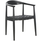 SAFAVIEH Birtie Woven Leather & Solid Wood Accent Chair (Fully Assembled) - W25  x D22  x H22  - 25Wx22Dx22H