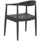 SAFAVIEH Birtie Woven Leather & Solid Wood Accent Chair (Fully Assembled) - W25  x D22  x H22  - 25Wx22Dx22H