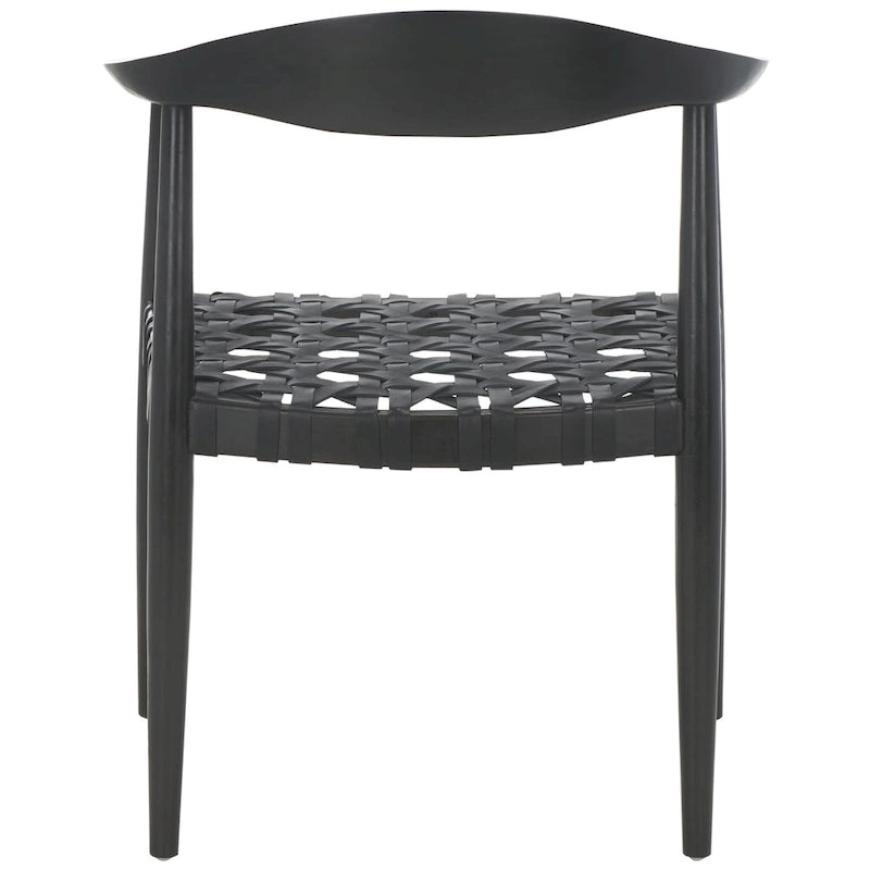 SAFAVIEH Birtie Woven Leather & Solid Wood Accent Chair (Fully Assembled) - W25  x D22  x H22  - 25Wx22Dx22H