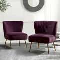 Monica Living Room Armless Accent Comfy Chair with Tufted Back and Metal Legs by HULALA HOME