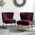 Monica Living Room Armless Accent Comfy Chair with Tufted Back and Metal Legs by HULALA HOME