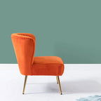 Monica Living Room Armless Accent Comfy Chair with Tufted Back and Metal Legs by HULALA HOME