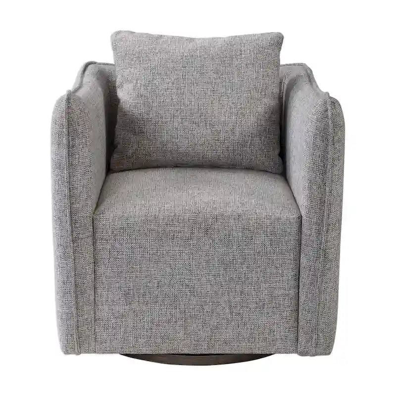 Uttermost Corben 29  Wide Shelter Arm Wood Frame Swivel Accent Chair