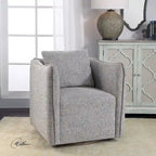 Uttermost Corben 29  Wide Shelter Arm Wood Frame Swivel Accent Chair