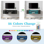 WAMPAT Floating TV Stand Shelf Wall Mounted Entertainment Center Floating Cabinet Media Hutch Under TV, 39 Inch