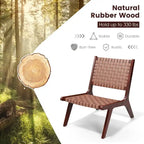 Woven Leather Accent Chairs with Wood Frame